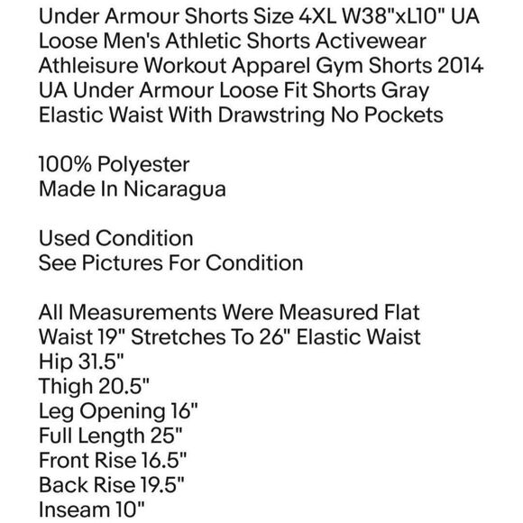 Under Armour Shorts Size 4XL W38"xL10" UA Loose Men's Athletic Shorts Activewear - Picture 2 of 5